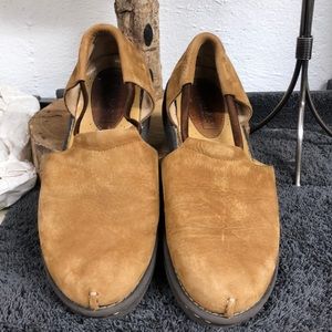 Tan Suede Flats with Rubber Sole